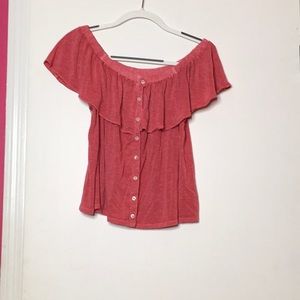 American Eagle | Pink Off The Shoulder Shirt